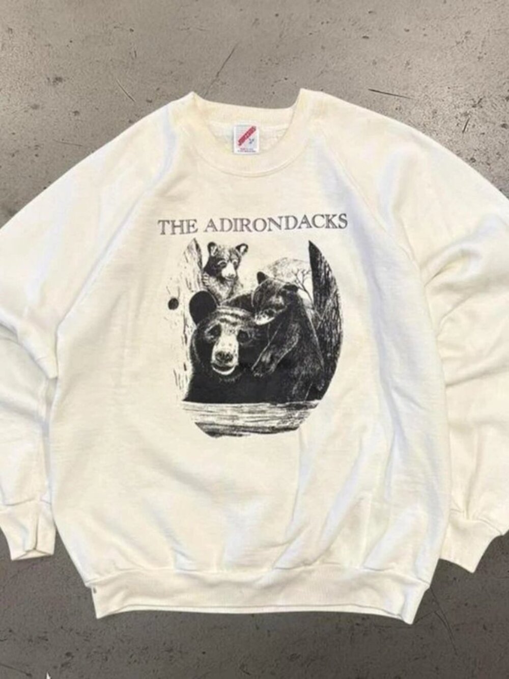 Insane vintage 90s Adirondacks Long Lake New York cream crewneck sweatshirt